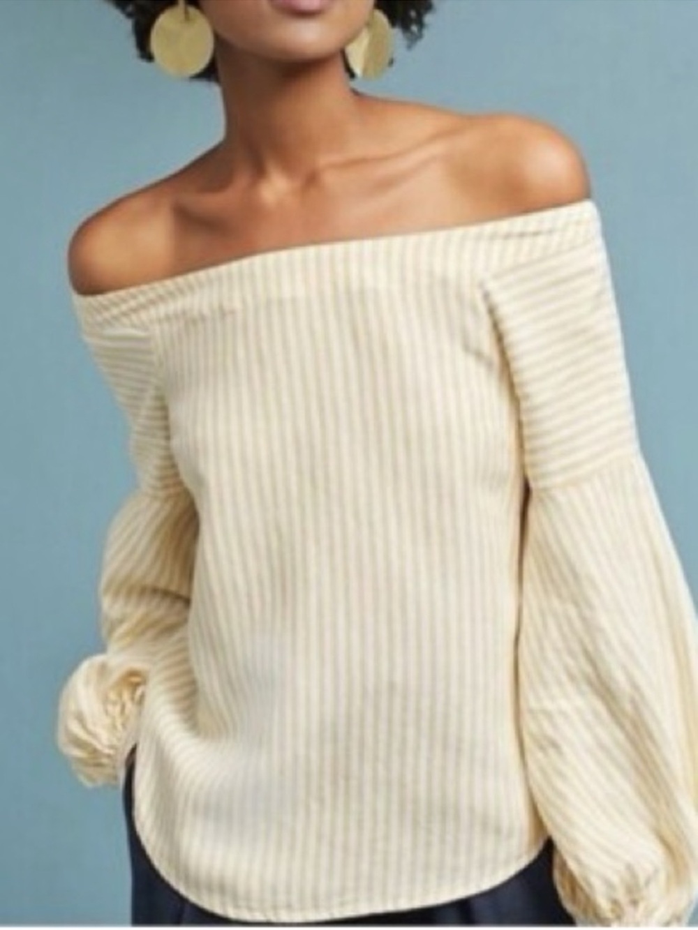 Anthropologie Maeve Cotile Off the Shoulder Striped Blouse